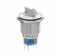 22mm Stainless Steel 3-Way Switch with Blue LED, Waterproof Latching Rotary Knob for Boat/Car Dashboard, Heavy Duty 12V-250V Panel Mount Selector