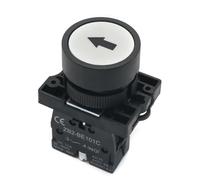 22mm Start Stop Button With The Arrow Symbol XB2 Flat Touch Switch Button Momentary Button Switch Plastic Red/Green Push Buttons(White arrow)