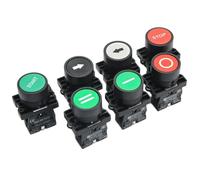 22mm Start Stop Button With The Arrow Symbol XB2 Flat Touch Switch Button Momentary Button Switch Plastic Red/Green Push Buttons(Red circle)