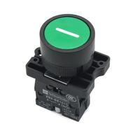 22mm Start Stop Button With The Arrow Symbol XB2 Flat Touch Switch Button Momentary Button Switch Plastic Red/Green Push Buttons(Green one)
