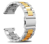 22mm Strap For 22mm Strap For Garmin Forerunner 745/265/255/955/570/970 Vivoactive 4/ Venu 2/3 / 4 Music Metal Band Wrist Adjustable Stainless Steel WIth Tool (Silver/Gold)