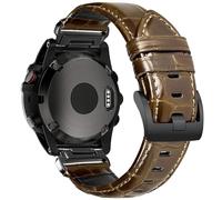 22mm Top Grain Bands for Garmin Fenix 8 47mm/7/6/5, Crocodile Pattern Business Straps Compatible with Forerunner 935/945/745/965/970, Instinct 3 45mm, Epix Pro 47 mm