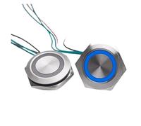 22MM Ultra-Thin Type Metal Push Button Switch 1NO Momentary Type Push Button with LED Ring Illuminate and 4-Pin Cable IDGTTLDF(GREEN LED_3-9V)