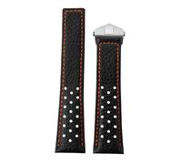 22mm Vintage Leather Watch Strap Folding Clasp for Tag Heuer Monaco Carrera | Perforated Racing Leather Replacement Band Vintage Casual Dress Men Women