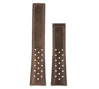 22mm Vintage Leather Watch Strap Folding Clasp for Tag Heuer Monaco Carrera | Perforated Racing Leather Replacement Band Vintage Casual Dress Men Women