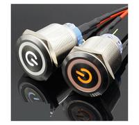 22mm Waterproof Latching Stainless Steel Metal Lamp LED Light Horn Power Push Button Switch Car Auto Engine Start PC 5V 12V 24V IDGTTLDF(White,LOCKING_12V)