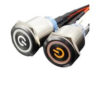 22mm Waterproof Latching Stainless Steel Metal Lamp LED Light Horn Power Push Button Switch Car Auto Engine Start PC 5V 12V 24V IDGTTLDF(White,LOCKING_12V)