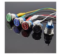 22mm Waterproof Latching Stainless Steel Metal Lamp LED Light Horn Power Push Button Switch Car Auto Engine Start PC5/12/24/220V IDGTTLDF(Yellow reset,12V)