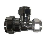 22mm x 15mm x 22mm Compression Chrome Reducing Tee - Pack of 2