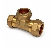 22mm x 22mm x 28mm Brass Compression Tee Reduced Plumbing Pipe Fitting for Copper Pipe Systems