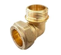 22mm x 3/4" Compression Elbow Male BSP Thread Fitting Brass WRAS