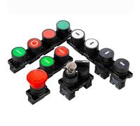 22mm XB2-EA Plastic Push Button Switch Start/Stop Black White Arrow 10A/415V Self-reset/Momentary 1Pcs(Red)