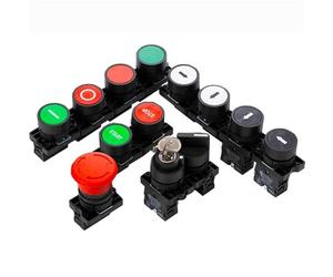 22mm XB2-EA Plastic Push Button Switch Start/Stop Black White Arrow 10A/415V Self-reset/Momentary 1Pcs(Red)