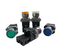 22mm XB2 Momentary Self-Rest Type Round Push Button Switch XB2-BW3361C With LED Light 24V/AC220V/AC380V(Red-NC,220 V)