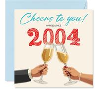 21st Anniversary Card for Women Men - Cheers! Married Since 2004 - Happy 21 Year Anniversary Card for Boyfriend Wife Partner Husband, 145mm Wedding Anniversaries Greeting Cards
