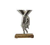 22nd Anniversary Holding Hands Decoration - Free Standing Rustic Metal & Wooden Decoration (hsshands22)