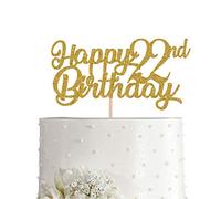 22nd Birthday Cake Topper, Gold Glitter Cheers To 22 Years Party Decoration, Supply