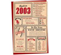 22nd Birthday Card - Back in 2003 In This Year Card, Greeting Card for Men and Women, Birthday Cards for Women, Birthday Cards for Men, 22nd Anniversary Card, A5