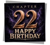 22nd Birthday Card, Chapter 22, Dark Lightning Sky | A bold 22nd look: striking gold-style “Chapter 22” lettering over a dramatic dark, lightning-filled background.