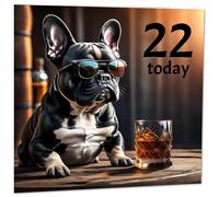 22nd Birthday Card - Cool French Bulldog - Funny 22nd Birthday Card for Son, Mens Twenty Two, Twenty Second, Friend, Brother