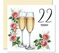 22nd Birthday Card for women - Floral Fizz Classy Elegant Birthday Card for 22 Year old Girl Daughter Friend Granddaughter Sister Twenty Two, Twenty Second Niece cousin