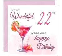 22nd Birthday Card for Women - Ladies Elegant Birthday Cards for 22 year old woman Twenty Two, Twenty Second Daughter Friend Niece Granddaughter Wife Girlfriend Girls Mum Aunt for her