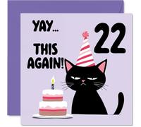 22nd Birthday Cards for Women Men - Yay This Again! - Happy Birthday Card for 22 Year Old Woman Man Friend Auntie Sister Cousin, 145mm Bday Greeting Cards