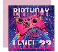 22nd Birthday Cards for Women - Gamer Level - Happy Birthday Card for 22 Year Old Woman Colleague Friend Niece Auntie, 145mm Bday Greeting Cards