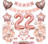 22nd Birthday Decoration - Pink Gift with Balloon