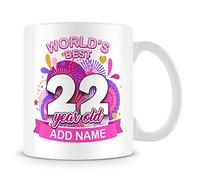 22nd Birthday Gift for Women - Personalised Mug/Cup - Add Name - Worlds Best Design - Pink