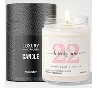22nd Birthday Gifts - Luxury Soy Wax Candle - Vanilla, Jasmine, Sugared Almond - Makester
