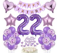22nd Birthday Man Decoration 22nd Birthday Women Cake Decoration Gift for 22nd Birthday Women Purple Birthday 22 Man 22 Years birthday deco Balloon 22nd Birthday 22 Years Women birthday deco