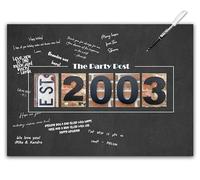 22nd Birthday Party Decorations - Chalkboard Guest Book Alternative Poster. A3 Party Sign for Him or Her Turning 22 Years Old Signing Board for Women or Men. Rustic 2003 Wall Art Banner for Wishes
