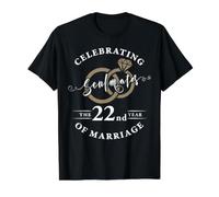 22nd Wedding Anniversary 22 Year Anniversary Married Couple Value Graphic T-Shirt, Men, Black, M