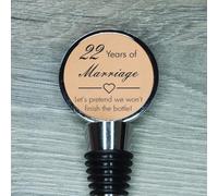 22nd Wedding Anniversary Bottle Stopper, Copper Anniversary Engraved Wine Stopper (Let's Pretend we Won't Finish The Bottle)