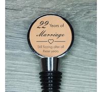 22nd Wedding Anniversary Bottle Stopper, Copper Anniversary Engraved Wine Stopper (Still fizzing After All These Years)