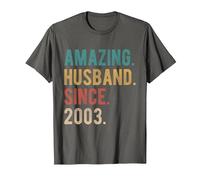 22nd Wedding Anniversary for Him Amazing Husband Since 2003 T-Shirt, Men, Asphalt Grey, X-Large