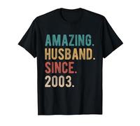 22nd Wedding Anniversary for Him Amazing Husband Since 2003 T-Shirt, Men, Black, 5X-Large