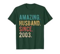 22nd Wedding Anniversary for Him Amazing Husband Since 2003 T-Shirt, Men, Dark Green, Small