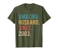 22nd Wedding Anniversary for Him Amazing Husband Since 2003 T-Shirt, Men, Olive Green, X-Large