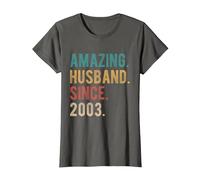 22nd Wedding Anniversary for Him Amazing Husband Since 2003 T-Shirt, Women, Asphalt Grey, X-Small