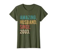 22nd Wedding Anniversary for Him Amazing Husband Since 2003 T-Shirt, Women, Olive Green, 3X-Large