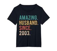 22nd Wedding Anniversary for Him Amazing Husband Since 2003 T-Shirt, Women's Plus, Black, 5X