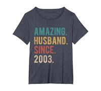 22nd Wedding Anniversary for Him Amazing Husband Since 2003 T-Shirt, Women's Plus, Heather Blue, 6X