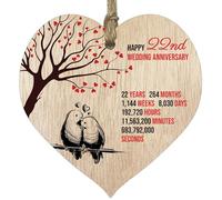 22nd Wedding Anniversary Wooden Heart Plaque, Light Wood Sign Keepsake