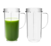22oz Cups Replacement Compatible with NutriBullet Magic Bullet Blender Mixer 200W MB1001S, for Magic Bullet Blender Juicer Tall Mugs with Handle Replacement Parts Accessories (2 Pack)