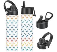 22oz Stainless Steel Insulated Water Bottle,Leak Proof Water Bottle with Stainless Steel Insulation with Carry Handle,Cold and Hot Drinks Sport Water Bottle for Sports Travel Gym(Colorful Wave)