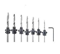 22PC HSS Tapered Countersink Drill Bit Set Screw Woodworking Chamfer Tool with Adjustable Depth Stop Collars Hex Key Wood Pilot Hole DIY (5-12mm)