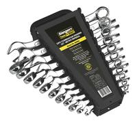 22pc Slim Handled Combination Spanner Set 12 Point Metric & Imperial Ring Wrench