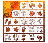 22Pcs 5in Fall Stencils for Painting on Wood Hello Pumpkin Stencils Autumn Leaf Thanksgiving Gnome Stencil for DIY Crafts Card Ornaments Wood Home Décor (Fall Leaf)